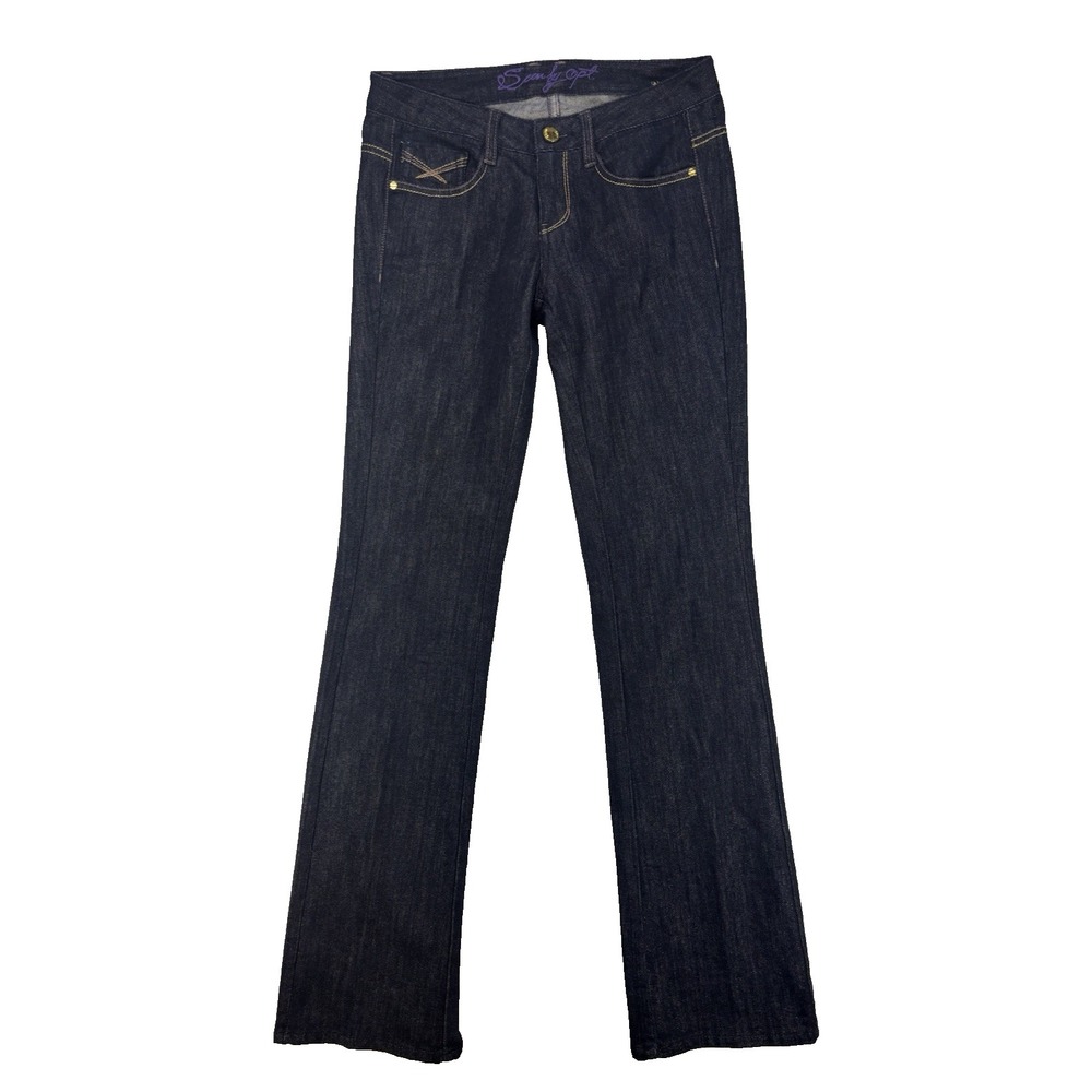 SCCU By Opt Women's 28 Dark Wash Sexy Slimming Shimmer Jeans Y2K‎ Retro Glam